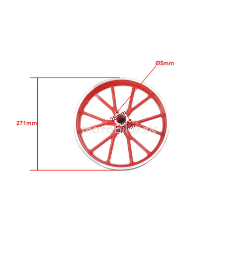 Koleso zadné 2.75-10" - minicross - červené