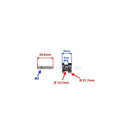 Adaptér stojanov kyvnej vidlice M8x1,25 