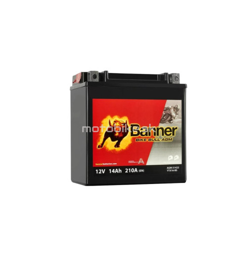Akumulátor Motobatéria Banner Bike Bull AGM BTX16-BS 12V, 14Ah, 210A