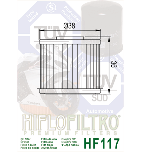 Olejový filter HF117 HIFLOFILTRO Olejový filter HF117 HIFLOFILTRO