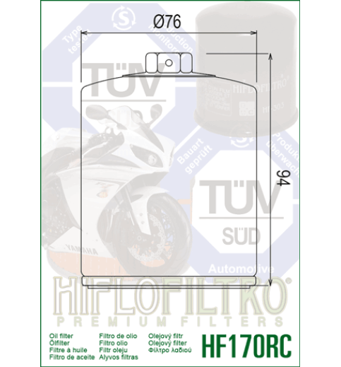 Olejový filter HF170BRC HIFLOFILTRO Olejový filter HF170BRC HIFLOFILTRO