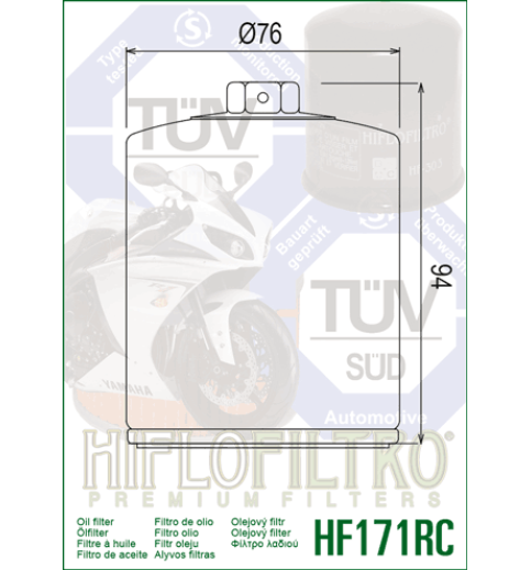 Olejový filter HF171BRC HIFLOFILTRO Olejový filter HF171BRC HIFLOFILTRO