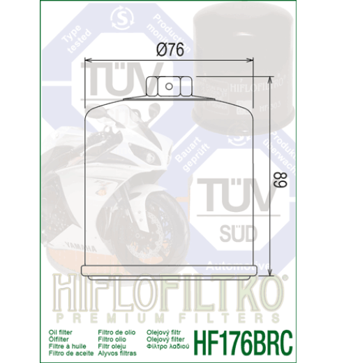 Olejový filter HF176BRC HIFLOFILTRO Olejový filter HF176BRC HIFLOFILTRO