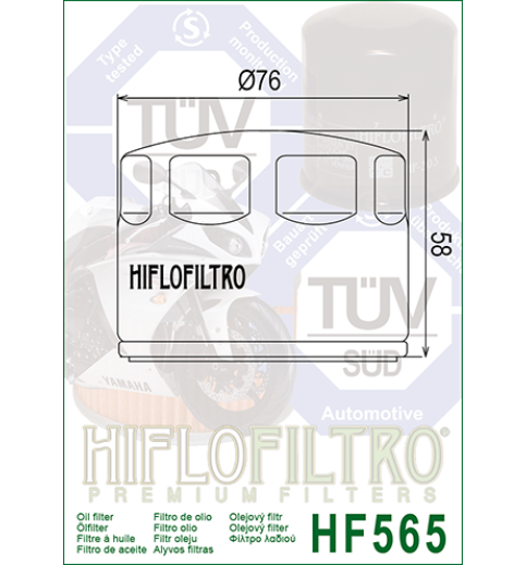 Olejový filter HF565 HIFLOFILTRO Olejový filter HF565 HIFLOFILTRO