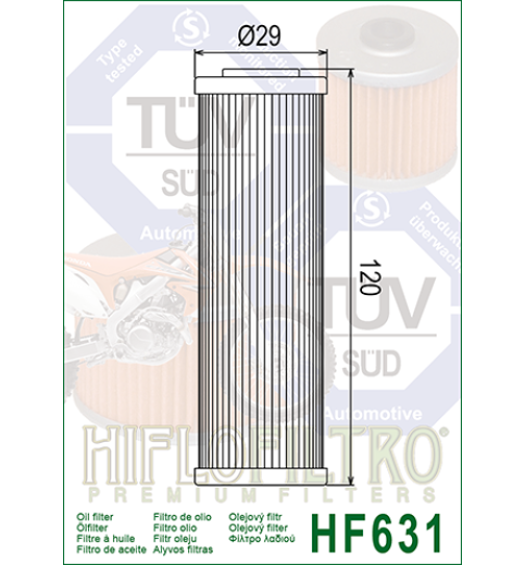 Olejový filter HF631 HIFLOFILTRO Olejový filter HF631 HIFLOFILTRO