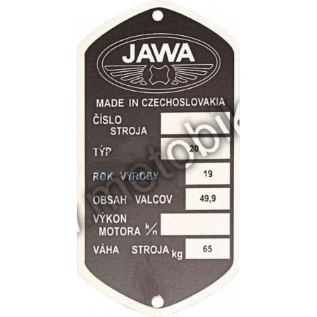 Štítok JAWA 50 Typ 20 Pancierika